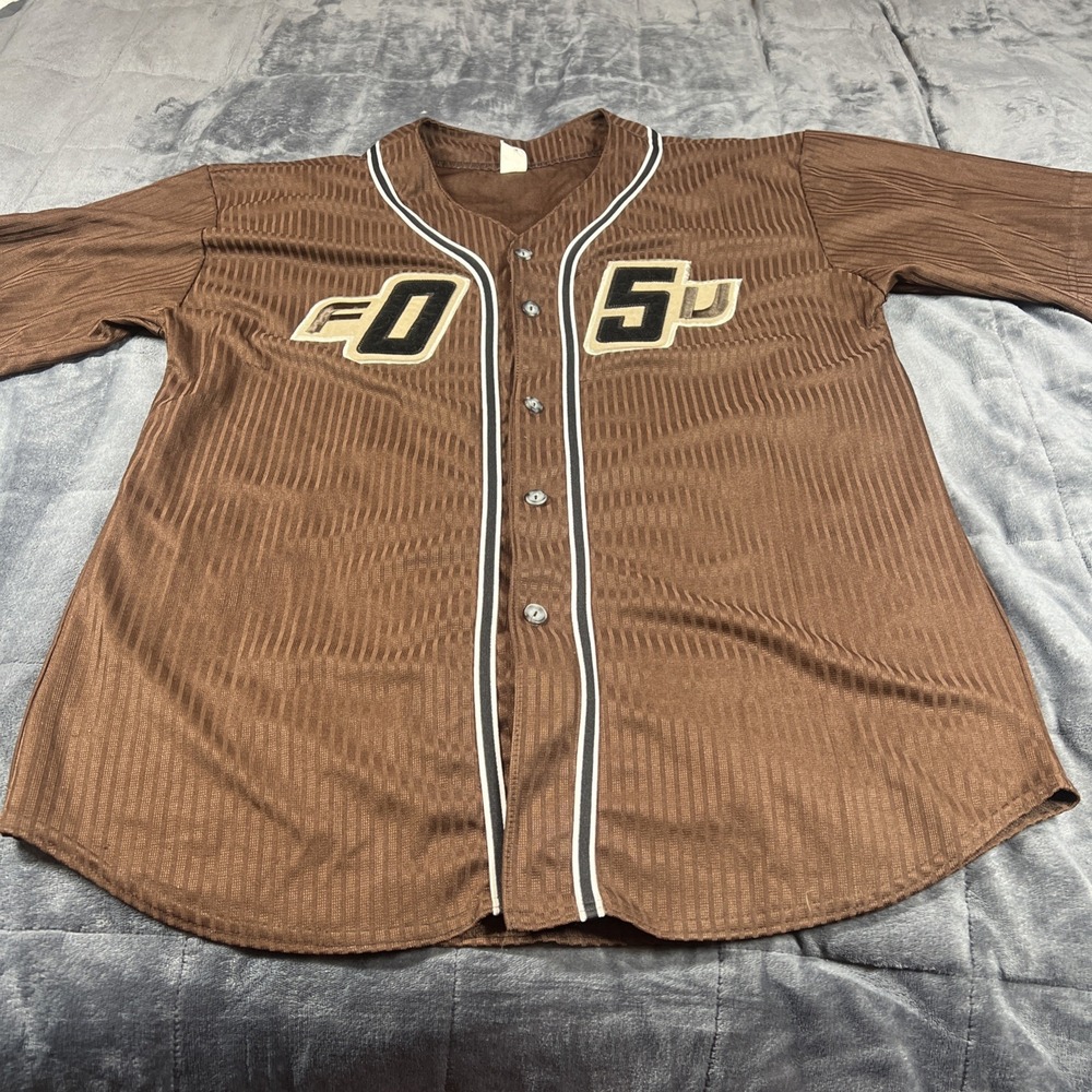 Vintage Fubu Brown Velour Baseball jersey men's size Size XL hip-hop streetwear